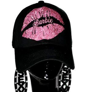 Sexy Barbie Lips on a fitted baseball cap.